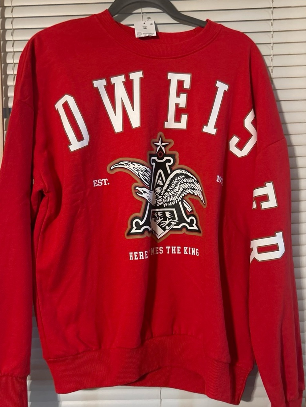 Budweiser Red Crewneck Sweatshirt with Eagle Patch